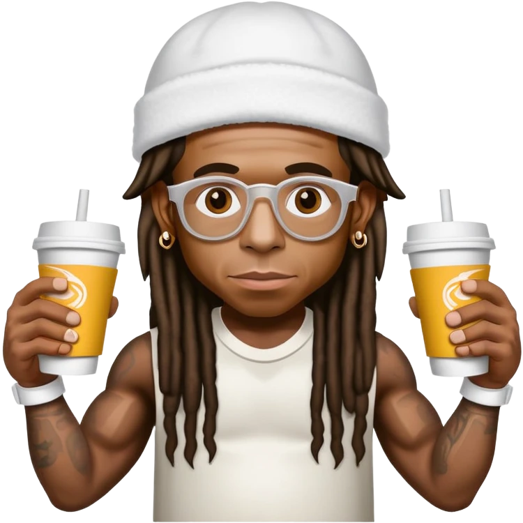 lil wayne holding a double cup with styrofoam cups stacked together emoji