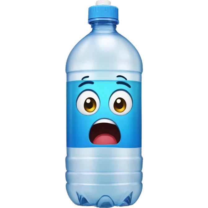 water bottle plastic with shocked face on it emoji