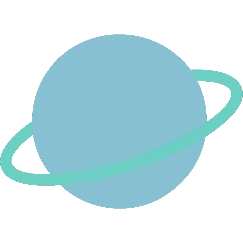 the planet Uranus with its rings, simple, flat design, no text, modern icon emoji