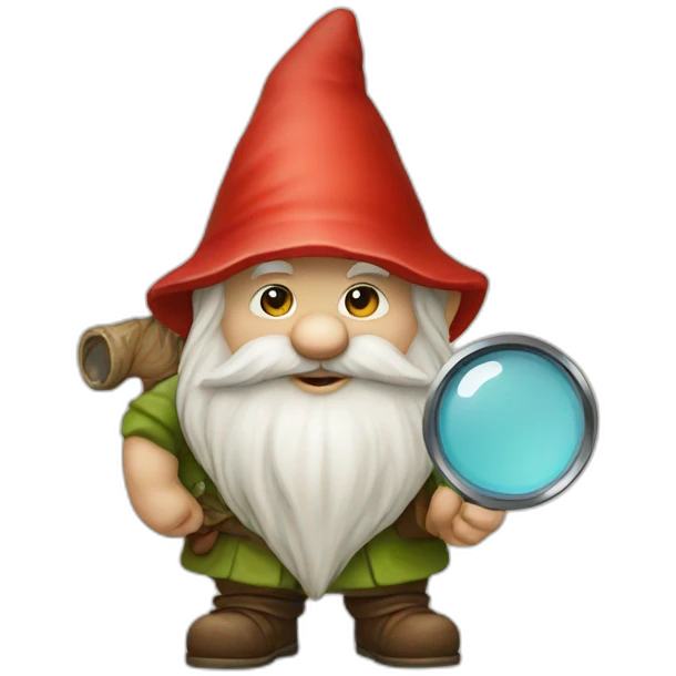 Gnome avec un loupe emoji