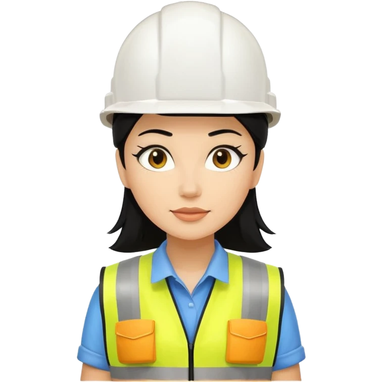 Constructora mujer con casco blanco y pelo negro  emoji