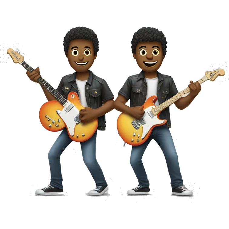 two guy playing "v shape" electric guitar  emoji
