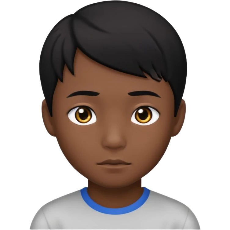 Dark Asian boy with black hair black eyes emoji