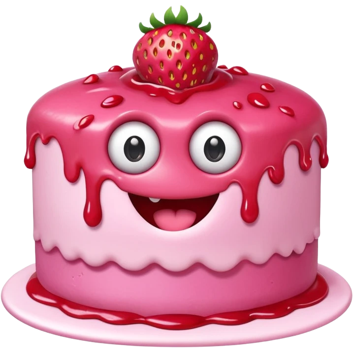 pink runny gooey strawberry jam kawaii cake monster emoji