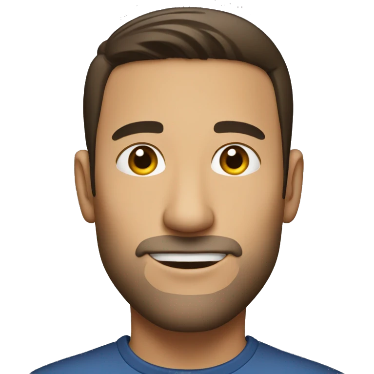 brunette man with stubble, big nose and short hair emoji