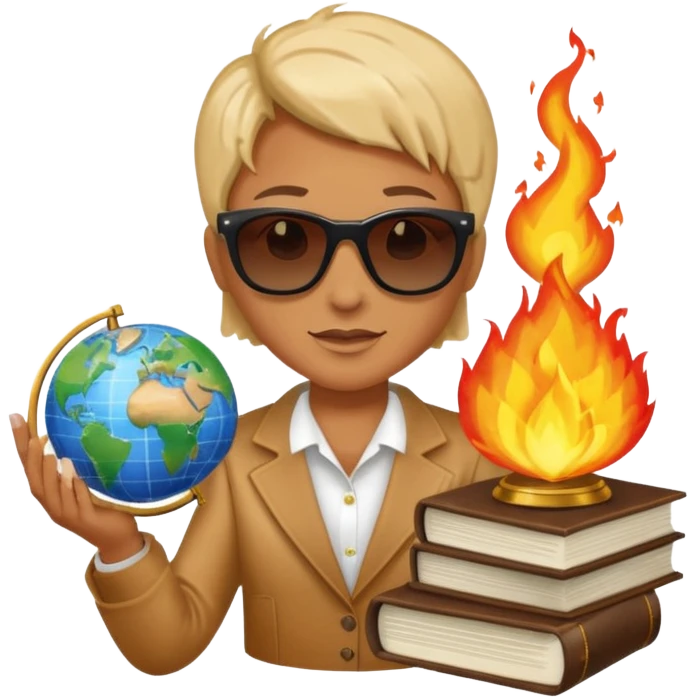 Combine these to make 1. 🌎💎📓🕶️🔥⚖️💲 emoji