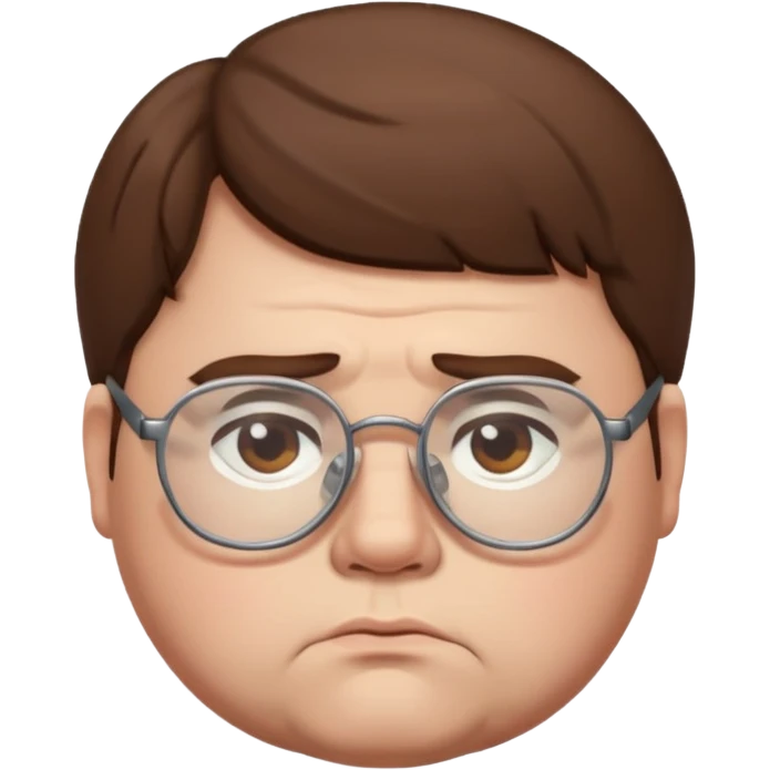Fat sad guy with brown hair and glasses emoji