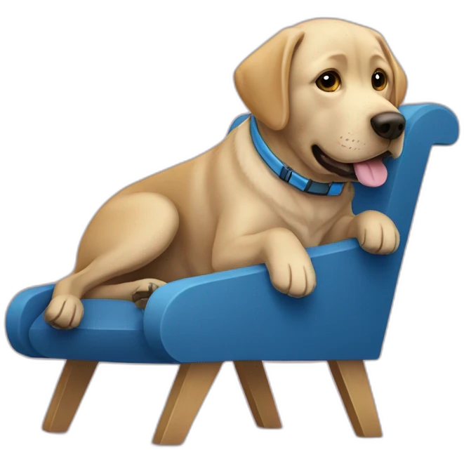 Labrador avec une cape bleu avec personne en fauteuil roulant emoji