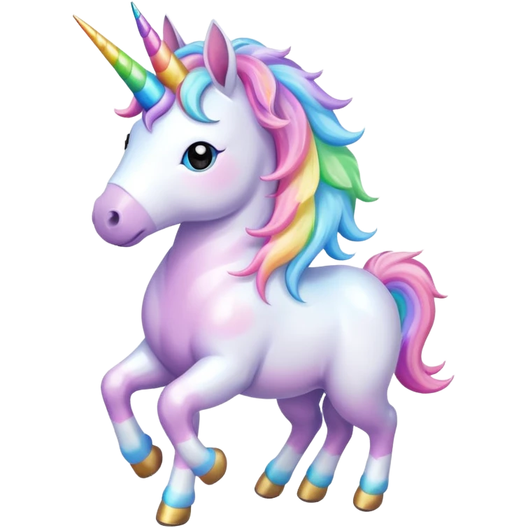 Gökkuşağının üstünde yürüyen unicorn emoji