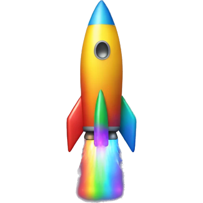 The rocket emoji but with flashing rainbow colors emoji