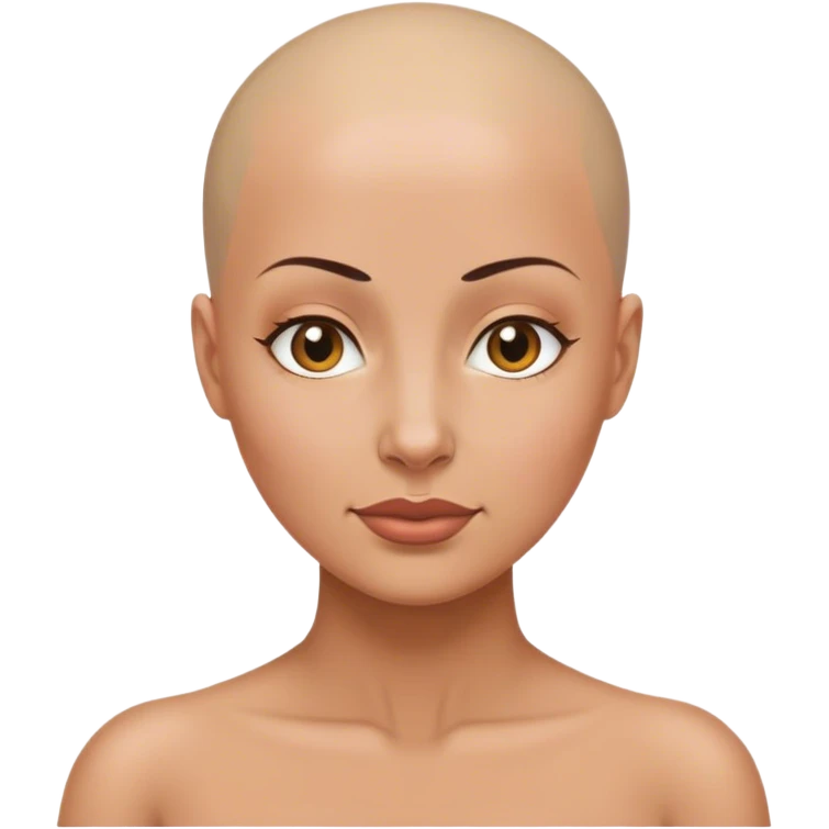 bald woman without neck emoji