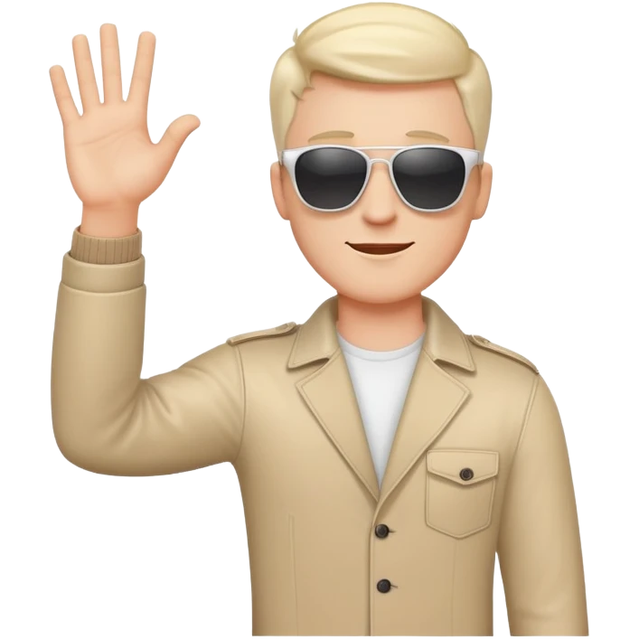 cool white man standing on stage in sunglasses and raising one hand emoji