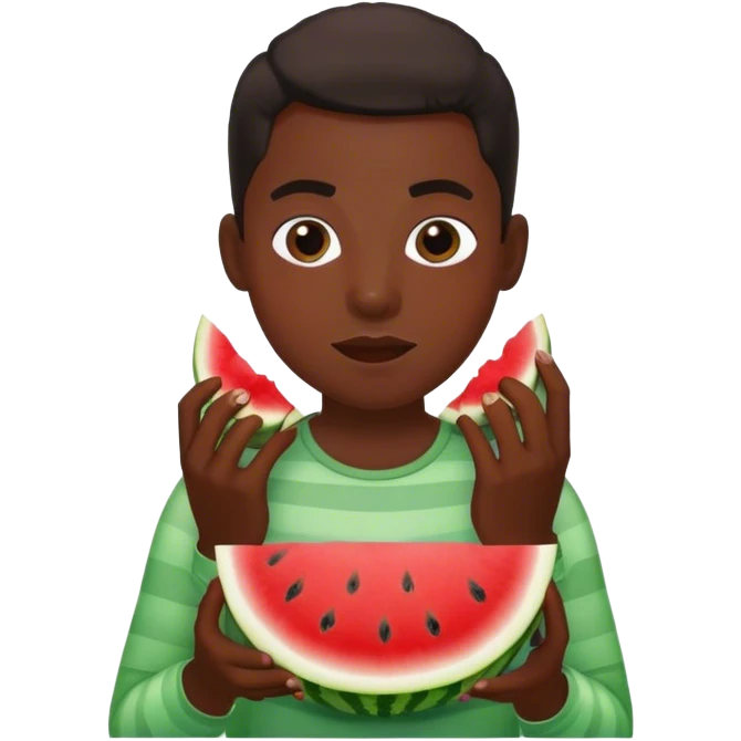 black human eating watermelon emoji