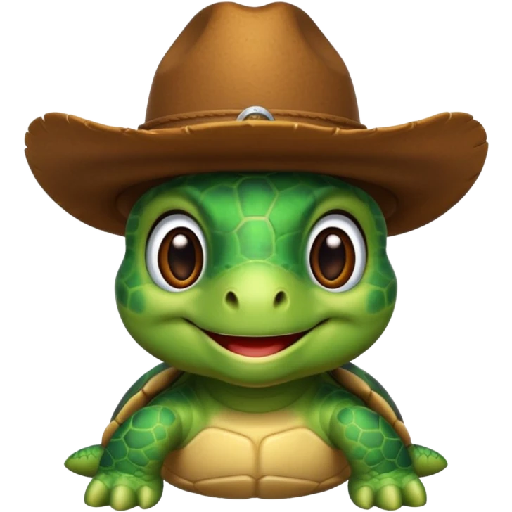 cute turtle wearing a cowboy hat emoji