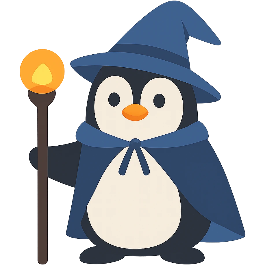 flat design style penguin wizard emoji