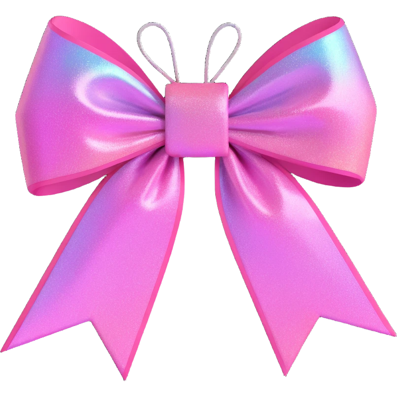 pink bow with holographic shimmer effect emoji
