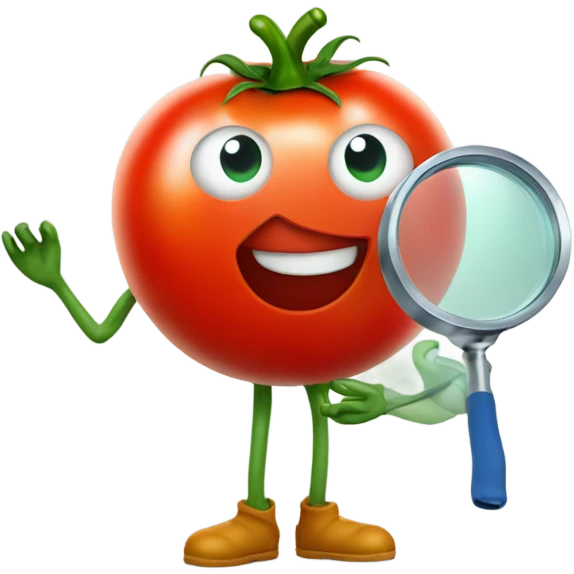 happy tomato with magnifying glass in hand emoji