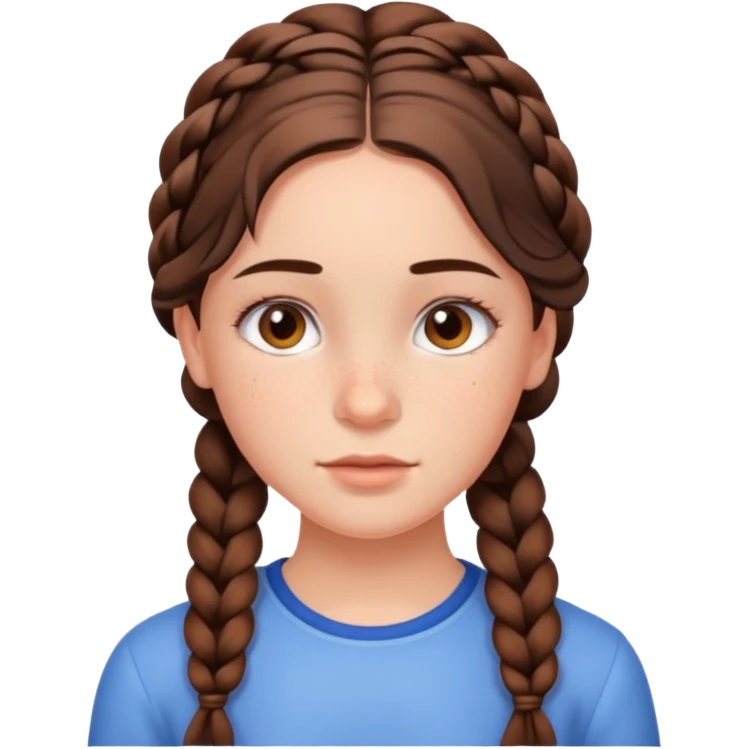 brunet kid girl young with braid emoji