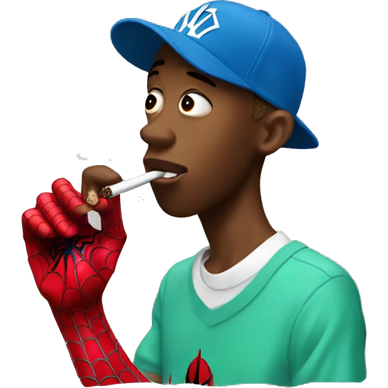 tyler the creator smoking with spiderman emoji