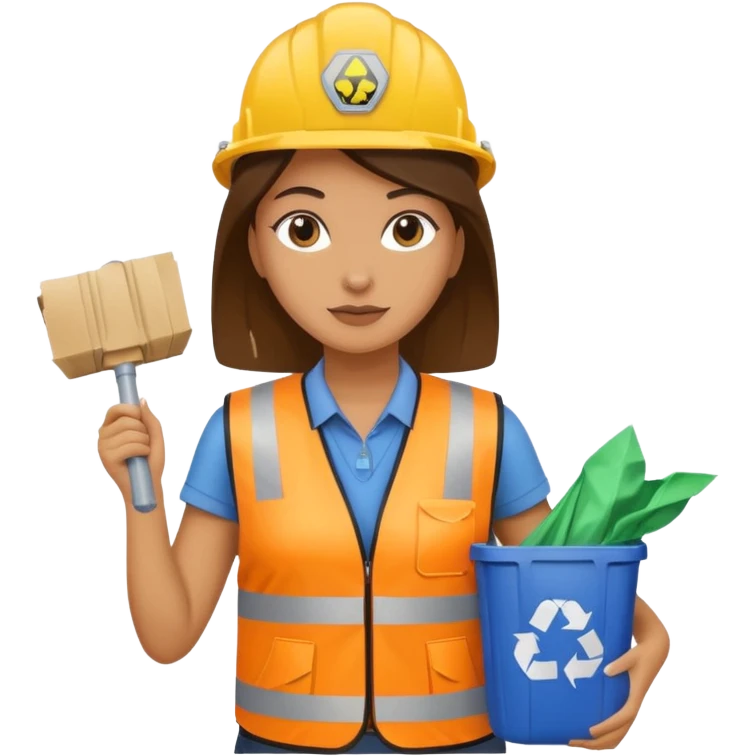 women, Waste Management, safety vest, trash picker emoji