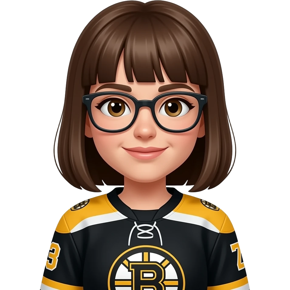 Female boston bruins with glasses and bangs emoji
