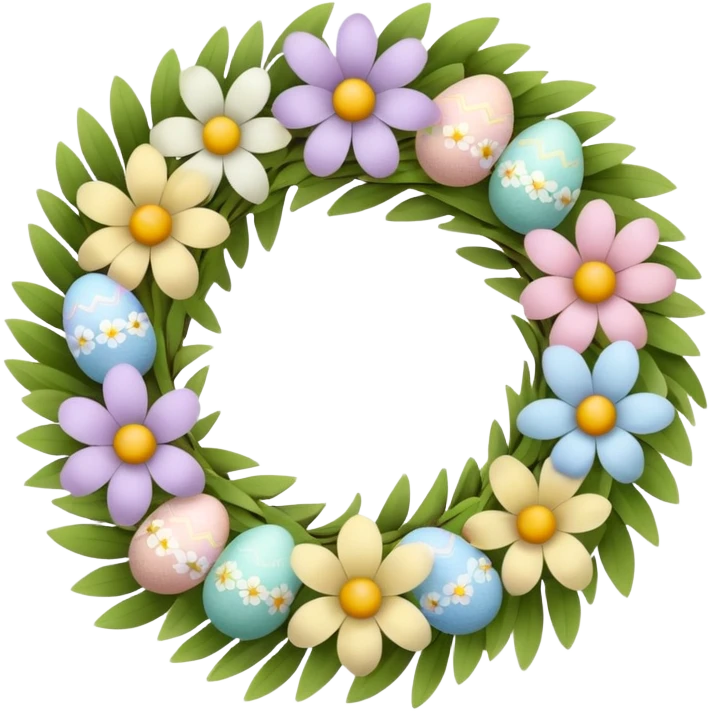 flower easter wreath in a shape of an egg emoji