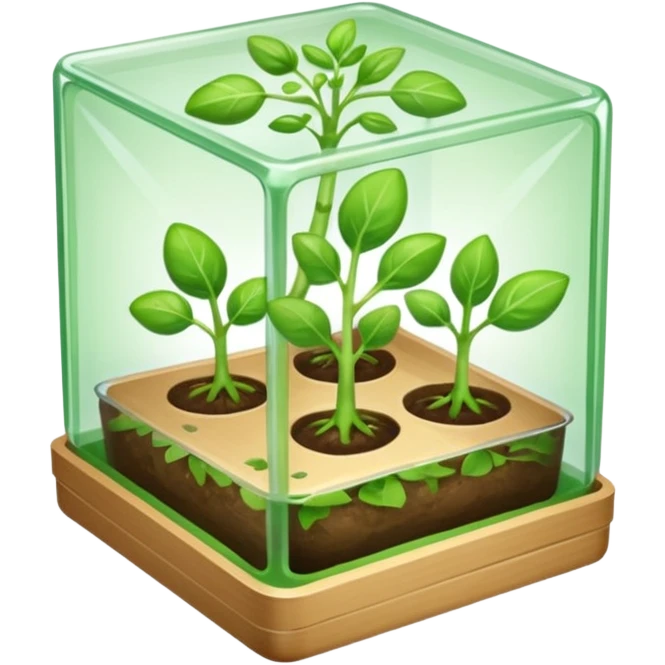 aromatic sprouts in a transparent box with a thin flat base emoji