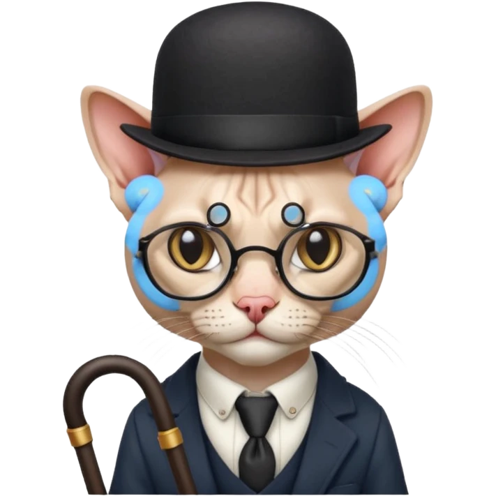 сделай кота сфинка в очках и шляпе и с тросточкой emoji