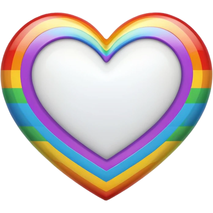 white heart with rainbow stripe border emoji