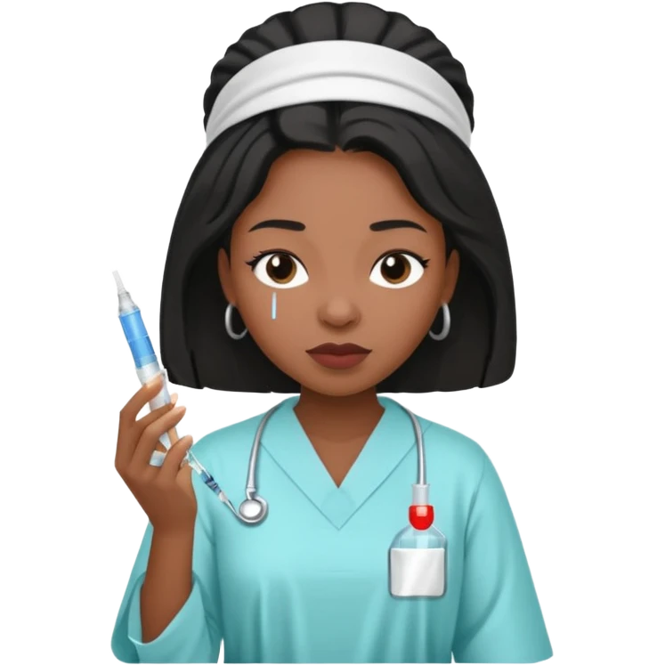 sick black woman getting syringe shot  emoji