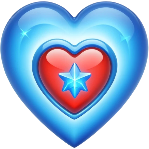 A translucent 3D heart with a sci-fi blue star inside emoji
