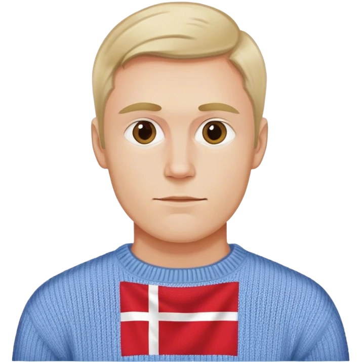 Danish man in sweater with danish flag emoji