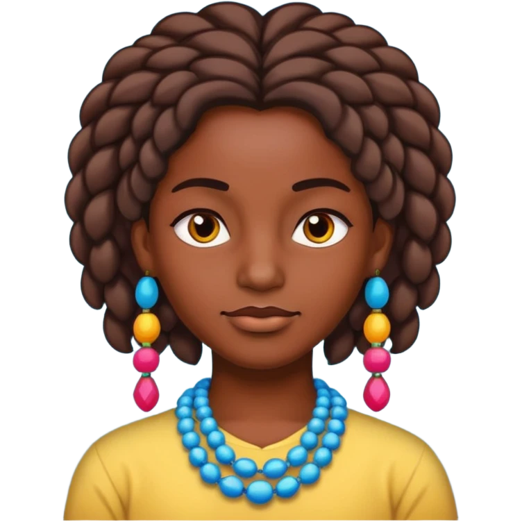 person with beads in hair and colorful styşe emoji