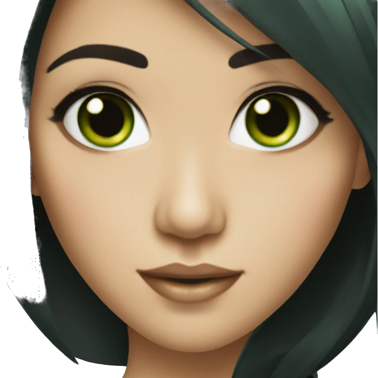  Glamourous Asian dark hair and green eyes emoji
