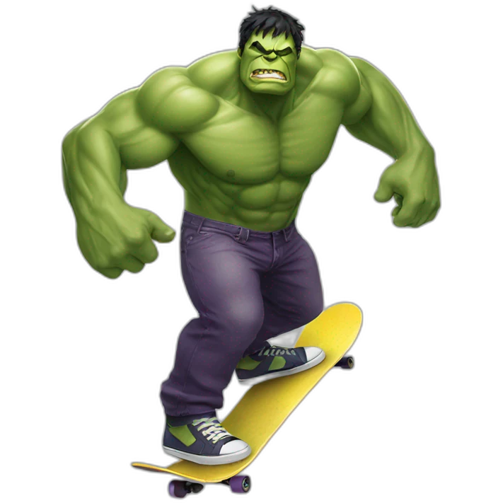 Hulk riding skateboard emoji