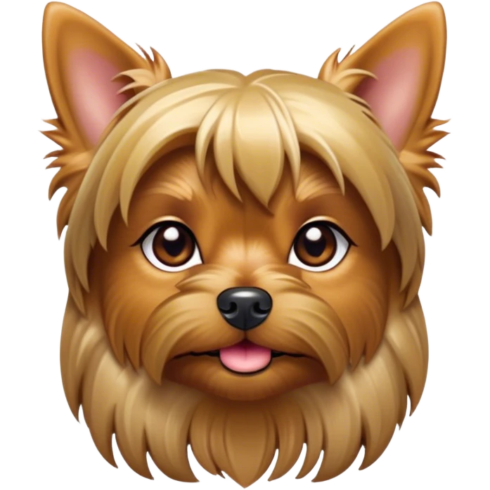 Cinematic Noble Yorkshire Terrier Portrait Emoji, Exuding refined charm and dignified poise, with a lustrous, silky fur in rich, deep hues, alert eyes and a confident expression, simplified yet exquisitely detailed, glowing with a soft, aristocratic radiance, high shine, embodying intelligent grace and classic elegance, soft glowing outline, capturing the essence of a regal Yorkshire Terrier ready to rule the screen with effortless sophistication! emoji