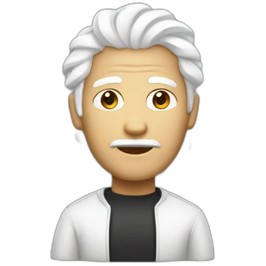 Long body with white hair and a bied head emoji