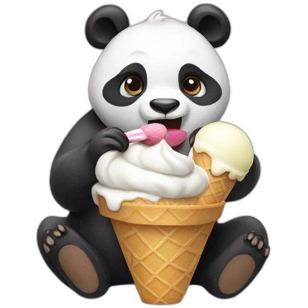 Panda eating ice cream emoji