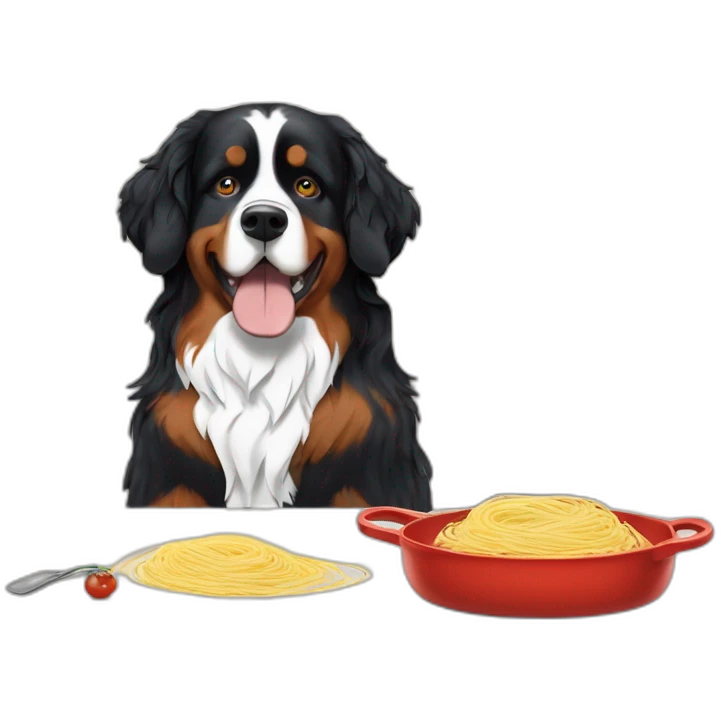 bernese mountain dog cooking spaghettis emoji