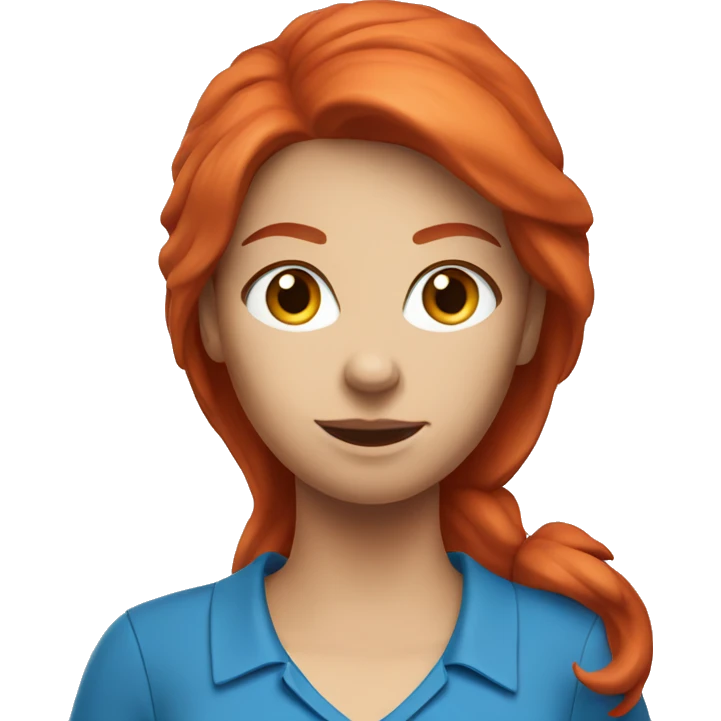 a female golf coach with red hair, blue shirt emoji
