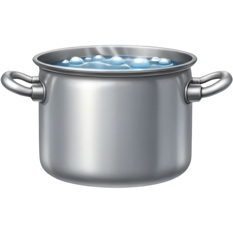 small metal pot filled with boiling water on a stove, visible hot steam and rising bubbles, realistic heat effect, shiny pot surface, bright lighting, clean white background

 emoji