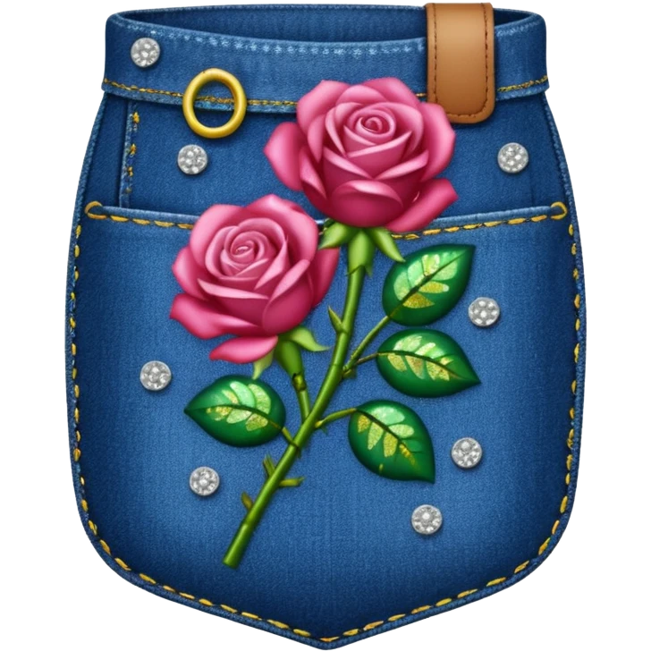 Sequin roses in a denim pocket emoji
