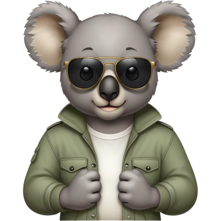 anthropomorphised koala in casual clothing, wearing dark sunglasses, fierce pose emoji