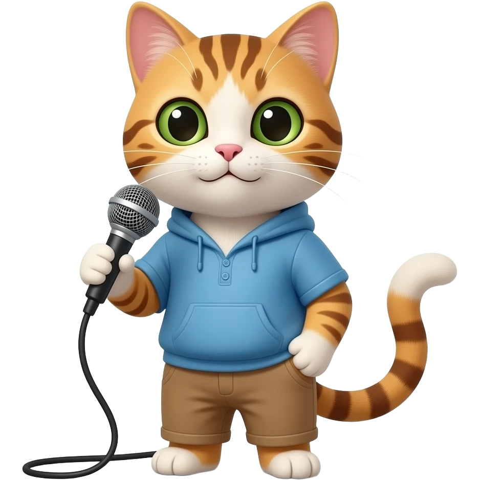 cat with holding mic emoji