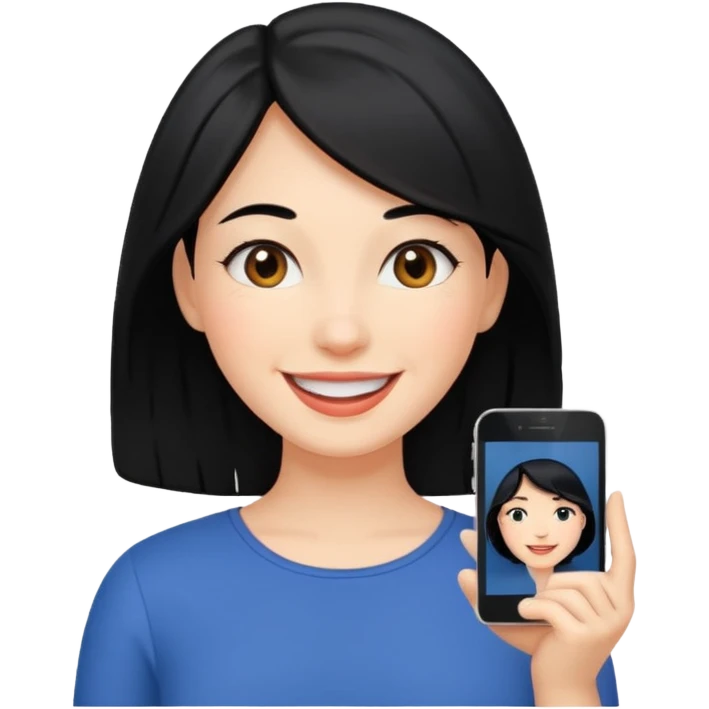 a happy woman with black hair emoji