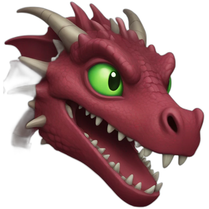 Burgundy terrifying dragon with green eyes emoji