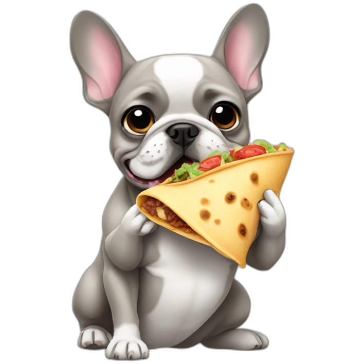 a french bulldog eating a burrito emoji