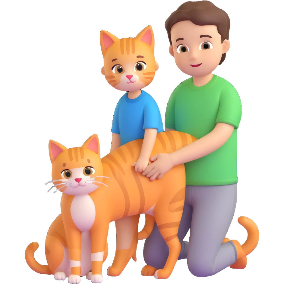 boy and cat pet emoji