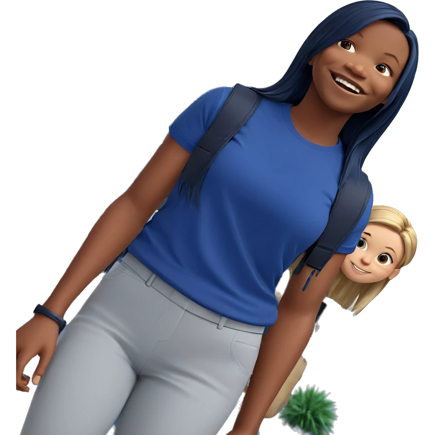 smiling girl in blue shirt emoji