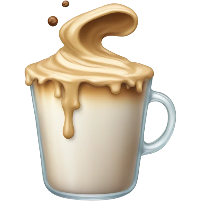 Creamy, overflowing coffee in a glass cup emoji